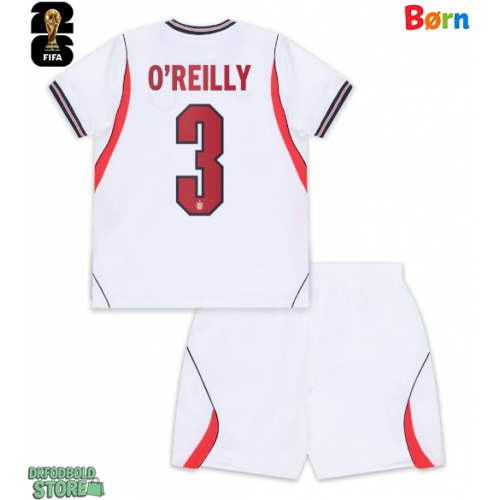 England Nico O'Reilly #3 Replika Babytøj Hjemmebanesæt Børn VM 2026 Kortærmet (+ Korte bukser)